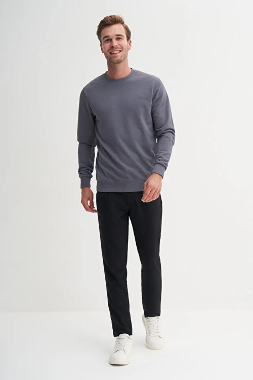 Slim Fit Mevsimlik 3 İplik Pamuk Karışımlı Sweatshirt-56100