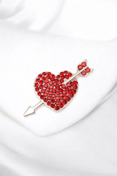 TAŞLI KALP OK BROŞ