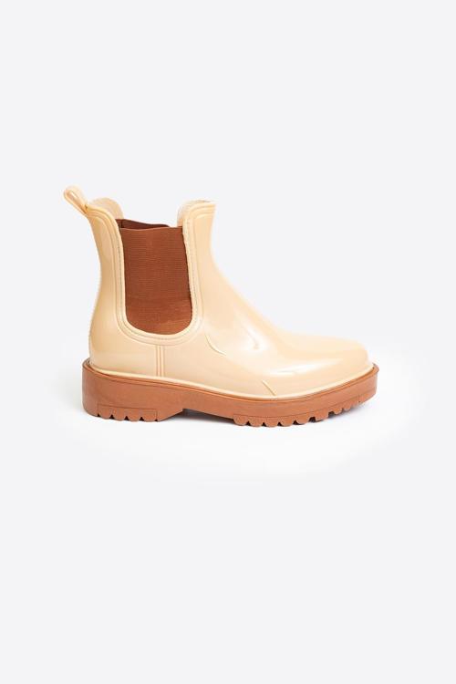 Kadın Parlak Chelsea Yağmur Botu –Kalın Taban Bot
