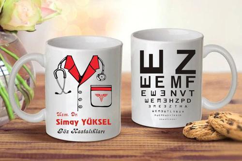 Kişiye özel Bayan göz doktoru temalı kupa bardak IDBK14