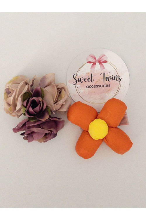 Dolgulu Çiçek Figürlü Pens Toka