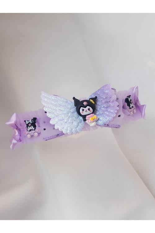 Trend Kuromi Çocuk Taç Mor Ponponlu Fiyonklu Tüllü Çocuk Tacı