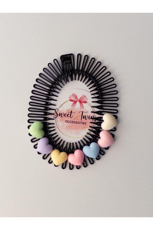 Renkli Kalpli Hayalet Yaylı Çocuk Saç Tokası