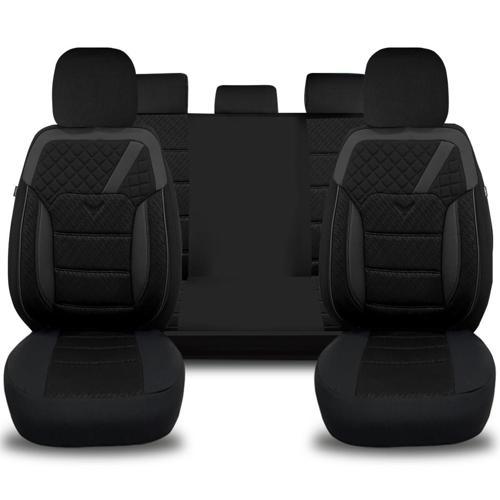 Her Araca Uyumlu Oto Koltuk Kılıfı Tam Set Gofraj / Siyah