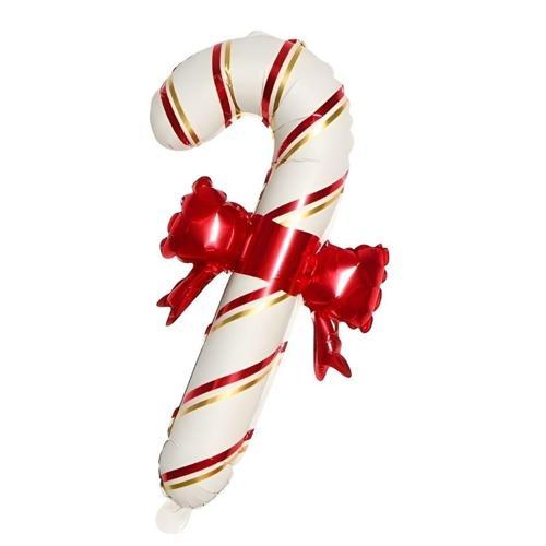 Yılbaşı Partisi Kurdelalı Krem Renk Baston Şekilli Folyo Balon