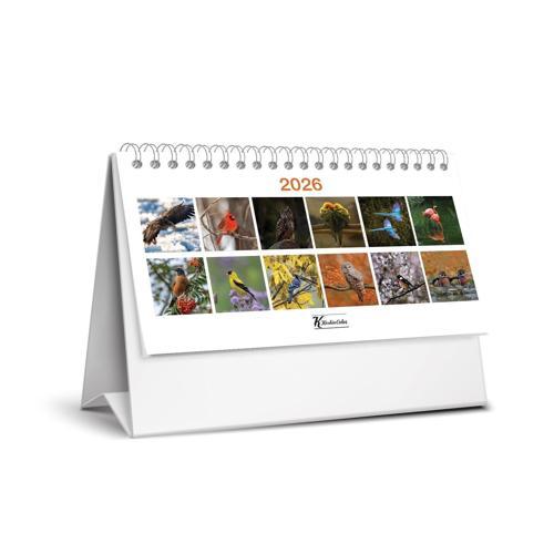 Keskin 2026-MTK-824 Karton Üçgen Masa Takvim-Kuşlar