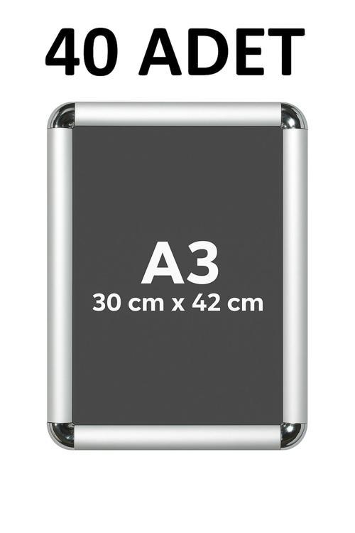 40 Adet A3 Eko Seri Çerçeve Rondo Köşe Aç Kapa Açılır Kapa