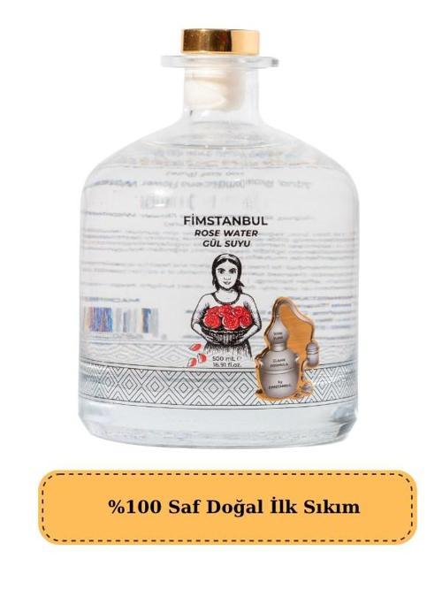 İlk Sıkım %100 Saf Doğal Gül Suyu 500 ml – Rose Water - Cam Şişe – Yaprak Taneli