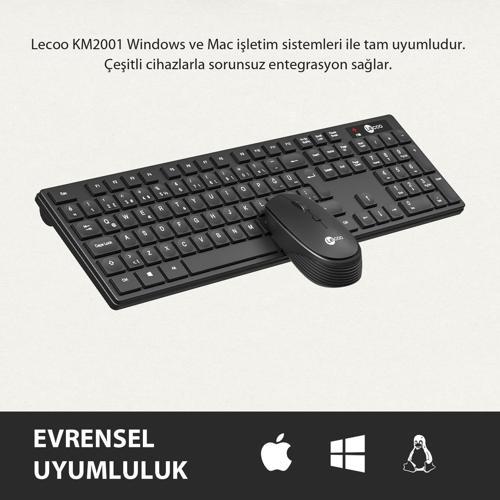 KM2001 Kablosuz Türkçe Q Klavye Mouse Set