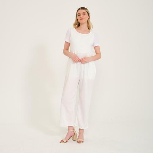 Yazlık Günlük Sırt Dekolteli Salaş Kadın Tulum