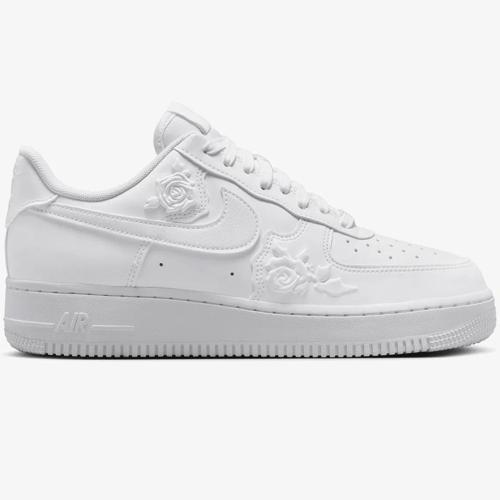 Air Force 1 AF1 07 Rose Pattern Unisex Leather Sneaker Gül Desenli Hakiki Deri Günlük Spor Ayakkabı Beyaz