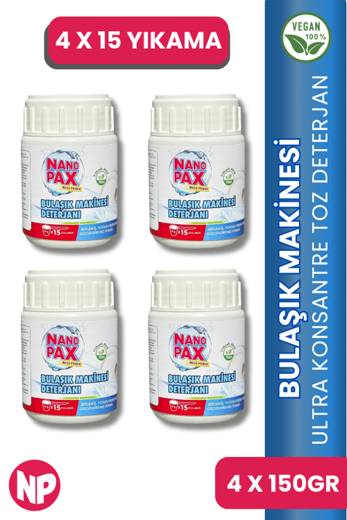 BULAŞIK MAKİNESİ PARLATICILI TOZ DETERJAN 4 X 150 GR