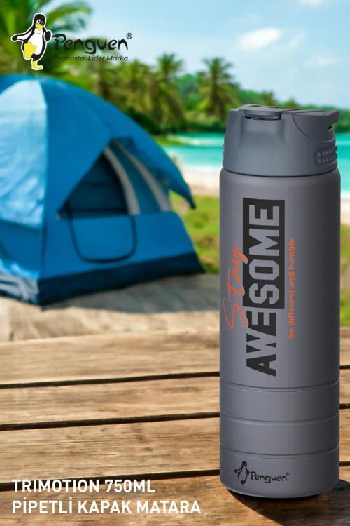 750ML Paslanmaz Çelik Su Matarası | Sızdırmaz Kapaklı | Pipetli | BPA Free | Dayanıklı