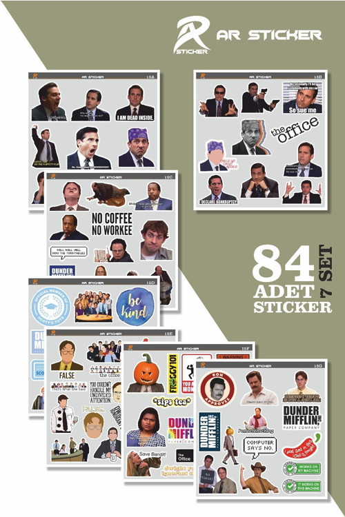 - 84 Adet - Ofis Laptop Notebook Ajanda Defter Tablet Sticker Etiket Çıkartma Seti