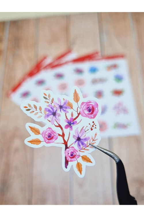 - Floral & Leaf Temalı Laptop Notebook Telefon Tablet Ajanda Sticker Seti