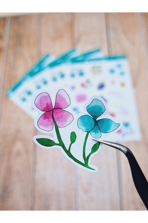 - Floral & Leaf Temalı Laptop Notebook Telefon Tablet Ajanda Sticker Seti