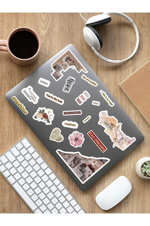 - Vintage & Retro Temalı Laptop Notebook Tablet Sticker Seti