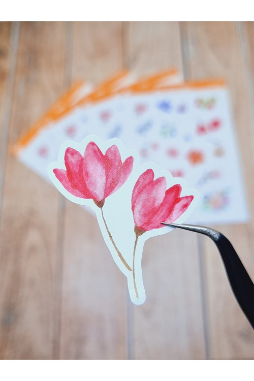 - Floral & Leaf Temalı Laptop Notebook Telefon Tablet Ajanda Sticker Seti