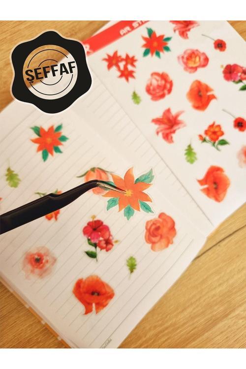 - Şeffaf Floral & Leaf Temalı Laptop Notebook Telefon Tablet Ajanda Sticker Seti