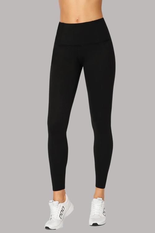 Kadın Siyah Toparlayıcı Yüksek Bel Dalgıç Kumaş Günlük Spor Tayt