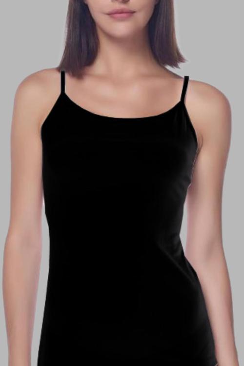 Kadın 6'Lı Paket Siyah İp Askılı Pamuklu Kadın Üst İç Çamaşırı