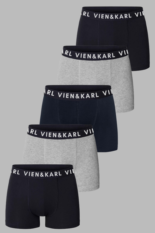 Erkek Siyah Gri Lacivert Paket Düz Likralı Boxer Şort 5’Li