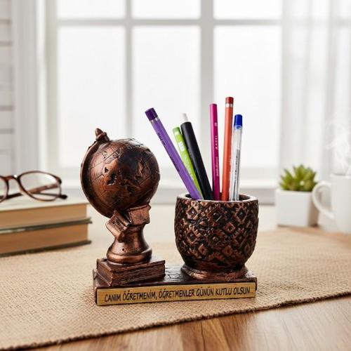 Dünya Tasarımlı Kalemlik - Öğretmenler Günü Hediyesi