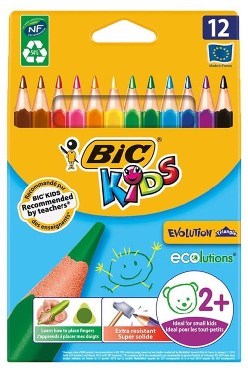 Kırtasiye Unisex Çocuk Kids Evolution Üçgen Jumbo Kuru Boya Kalemi 12'Li Kutu