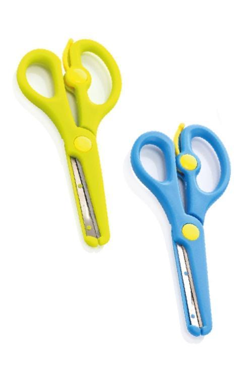 Kampüs Kırtasiyem 2Li Çocuk Makası Küt Uçlu Yaylı Plastik Korumalı Okul Öğrenci Makası