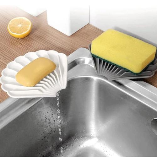 GRİ Renk Kaymaz İstiridye Şekilli Silikon Sabunluk Sabun Depolama Tutucu ve Taşınabilir Sabunluk