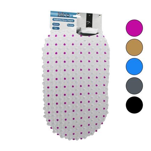 OVAL - EKO PVC +VANTUZ DESEN - ŞEFFAF RENKLİ 122PCS VANTUZ KAYDIRMAZ BANYO - KÜVET PASPAS 33X61CM (5