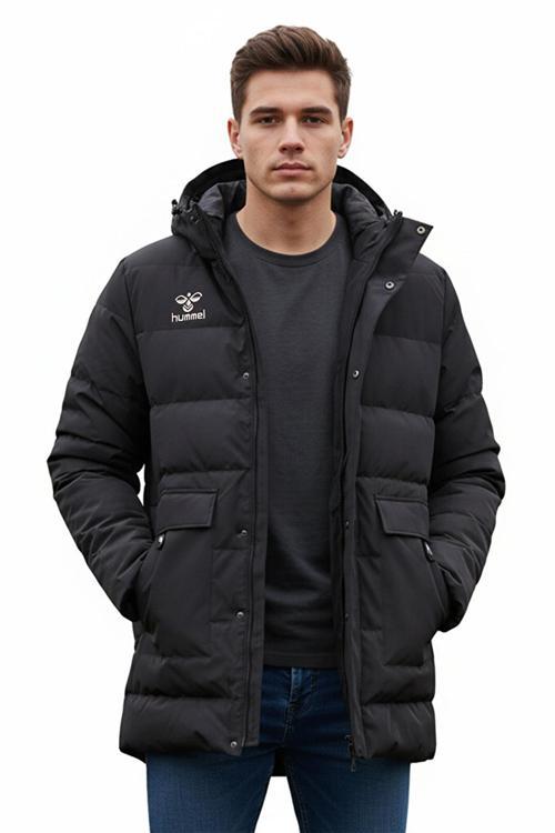 Line Zip Coat Siyah Erkek Mont