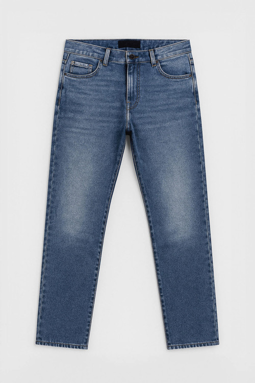 Erkek Straight Fit Düz Kesim Mavi Jean Panolon