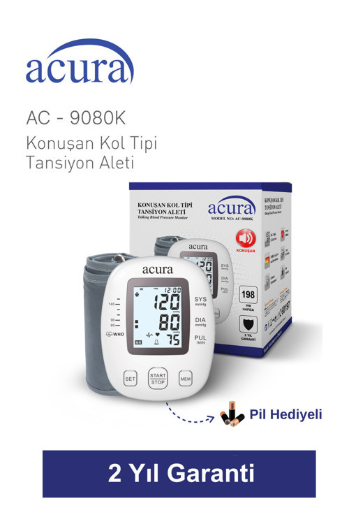 9080K Türkçe Konuşan Tam Otomatik Üst Koldan Tansiyon Aleti Çanta Hediyeli (Yeni Kasa)