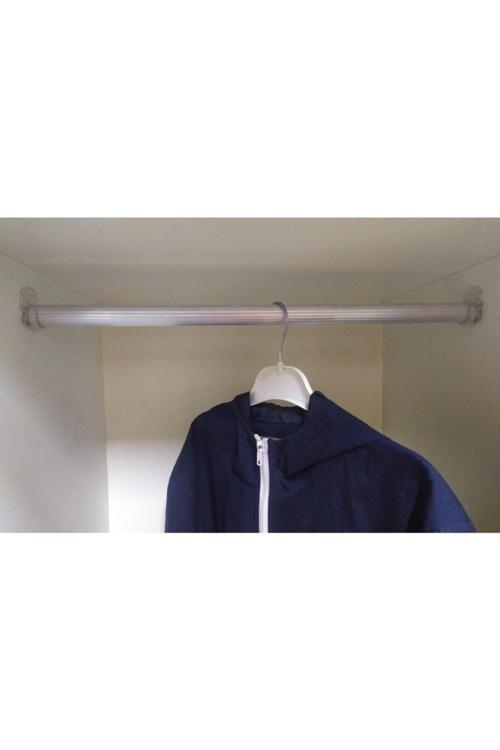 Alüminyum Yuvarlak 100 Cm Dolap Içi Elbise Askı Borusu 2 Adet Plastik Askı Aparatı Vidaları