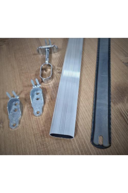 U Alüminyum 70 Cm Uzunluk Dolap Aski Borusu 2 Adet Flanş Vida 1 Adet Ayaklı Orta Flanş Testere