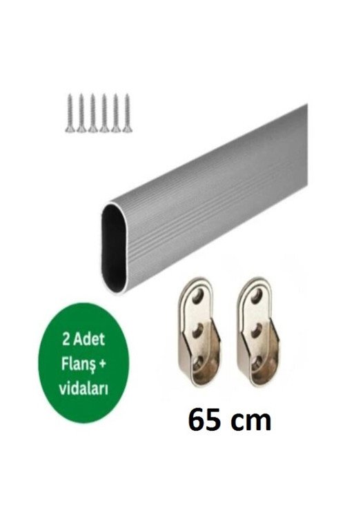 Oval Alüminyum 0-3M Dolap Içi Askı Borusu 2 Adet Metal Flanş Ve Vidaları