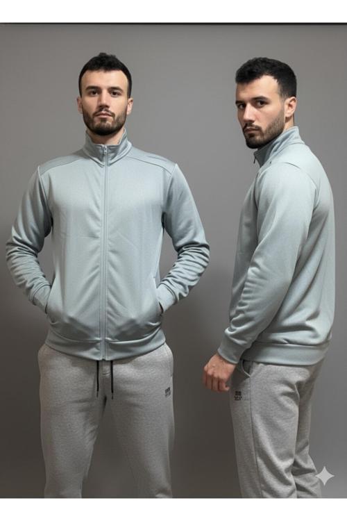 Reflektörlü Spor Fermuarlı Ceket Diagonel Kumaş