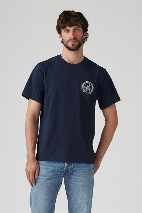 Relaxed Fit Erkek Lacivert Yuvarlak Yaka Tişört A2082-0255