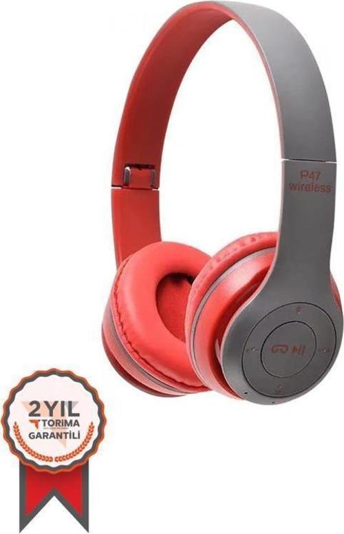 P47 Extra Bass Wireless Bluetooth Kulaklık 5.0+EDR FM Radyo Kırmızı