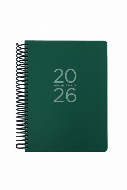 2026 - 17x24 Spiralli Günlük Ajanda - Yeşil