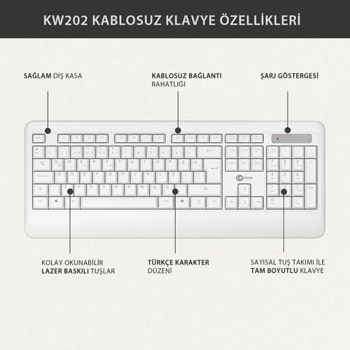 KW202 Kablosuz Türkçe Q Klavye & Mouse Set