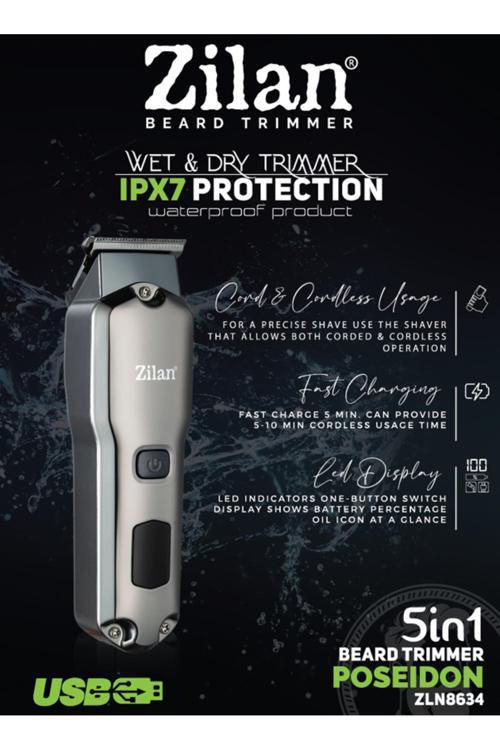 ZLN8634 5’İ 1 ARADA SAKAL TIRAŞ MAKİNESİ POSEIDON