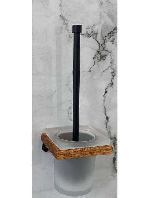 Adnoss Lüks Selvi Montajlı Klozet Fırçası Siyah Pirinç Ahşap - Ahşap Siyah