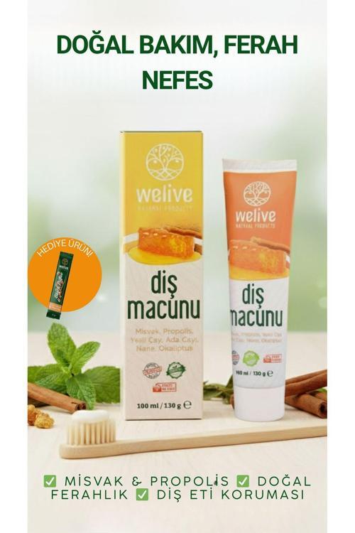 Doğal Diş Macunu 100 Ml – Misvak, Propolis, Yeşil Çay, Adaçayı, Nane Ve Okaliptüs İçerikli