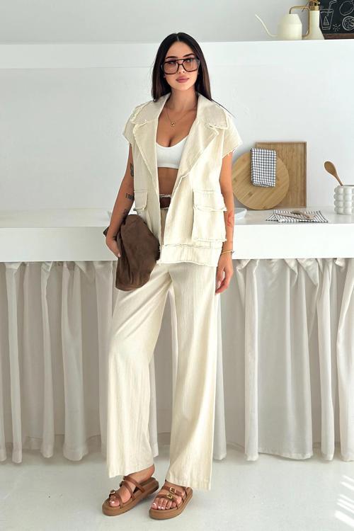 Etiket Detaylı Gabardin Yelek