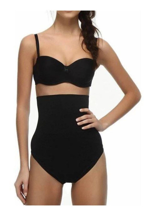 Kadın Siyah Kalça Kaldıran Silikon Belli Yüksek Bel Slip Korse