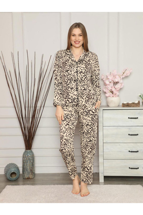 Mihra Dokuma Düğmeli Kadın Pijama Takımı 40104