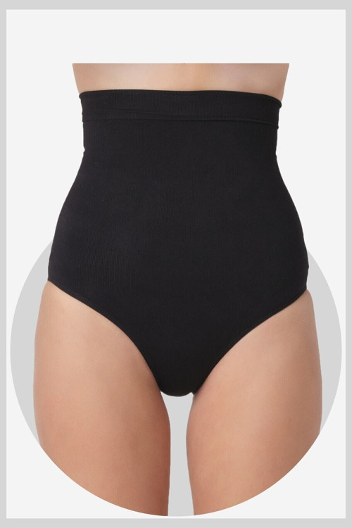 Kadın Yüksek Bel Siyah Slip Korse 9S03