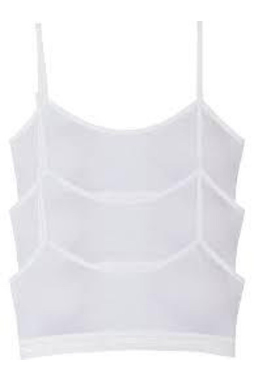 Kız Çocuk Beyaz Renk Pedli İp Askılı Yarım Atlet 3'Lü